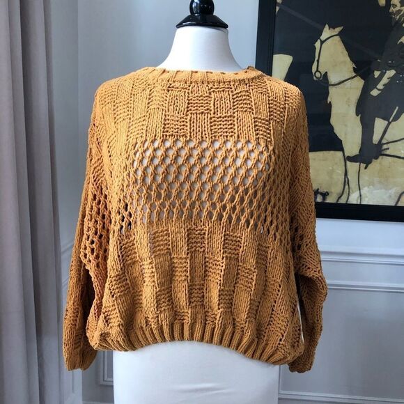 NWT Billabong Onward We Go Chenille Sweater Mustard L - Picture 2 of 12